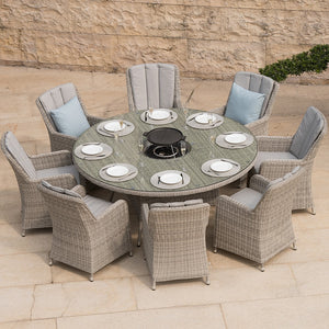 Maze Rattan Oxford 8 Seat Round Venice Fire Pit Dining Set