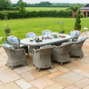 Maze Rattan Oxford 8 Seat Oval Heritage Dining Set with Ice Bucket