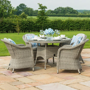 Maze Rattan Oxford 4 Seat Round Dining Set with Heritage Chairs