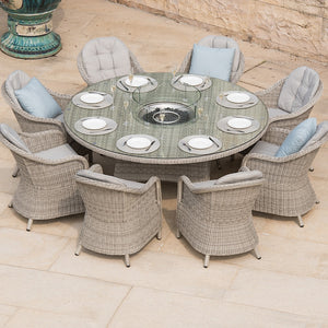 Maze Rattan Oxford 8 Seat Round Heritage Fire Pit Dining Set