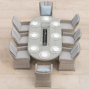 Maze Rattan Oxford 8 Seat Oval Venice Dining Set with Fire Pit