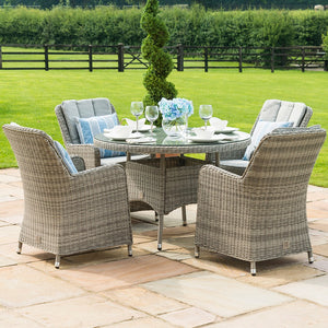 Maze Rattan Oxford 4 Seat Rattan Venice Round Dining Set